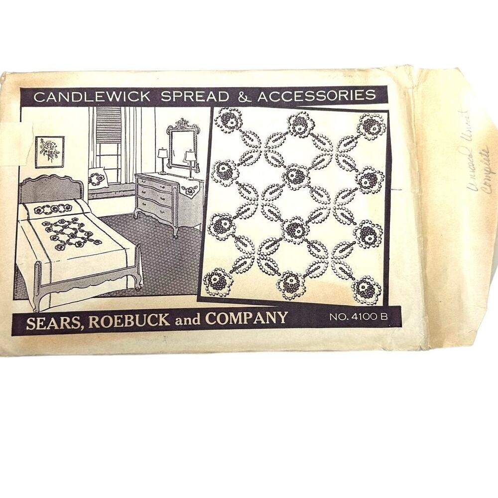 Vintage Candlewicking Hot Iron Transfers Sears, Roebuck‎ and Co. #4100 B HTF